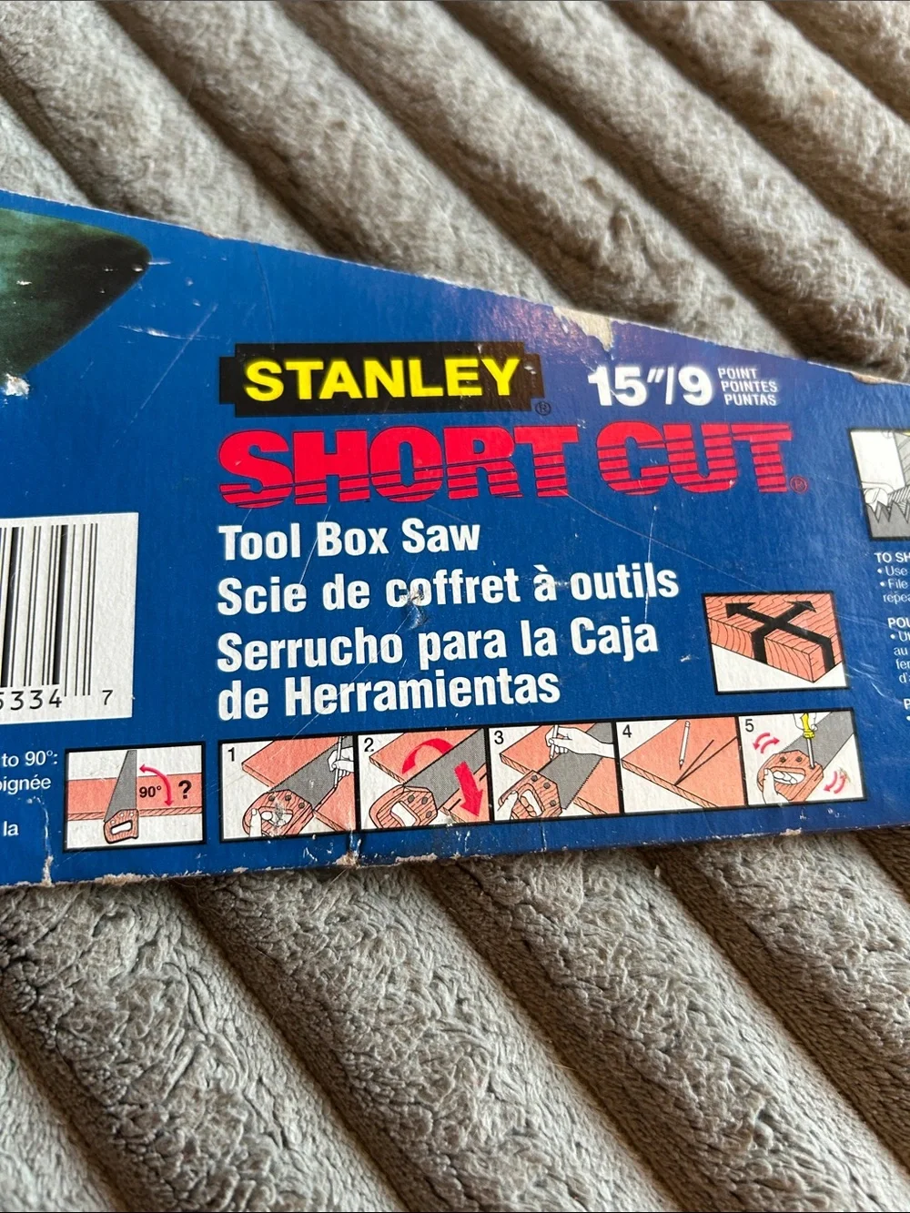 Stanley Tools Short Cut Toolbox Hand Saw Vtg 1995 15”/9 point Made in USA - Picture 6 of 8